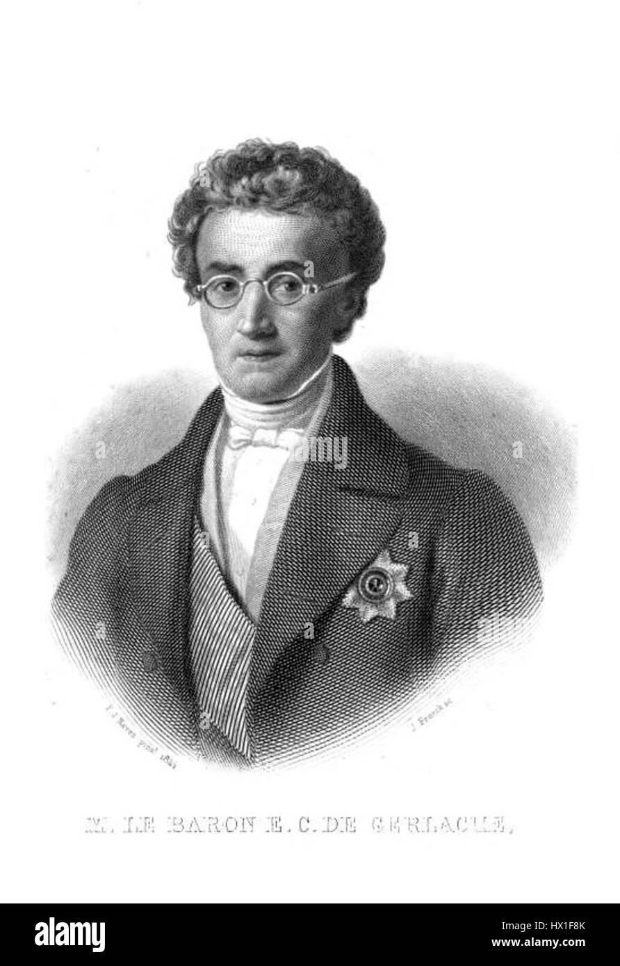 Etienne de Gerlache war ein belgischer Entdecker, der für seine Polarexpeditionen, insbesondere in die Antarktis, bekannt war. Seine Leitung auf der Belgica-Expedition (1897–1899) ist bekannt für ihre wissenschaftlichen Beiträge und ihre Herausforderungen während des ersten Winters in der Antarktis. Stockfoto