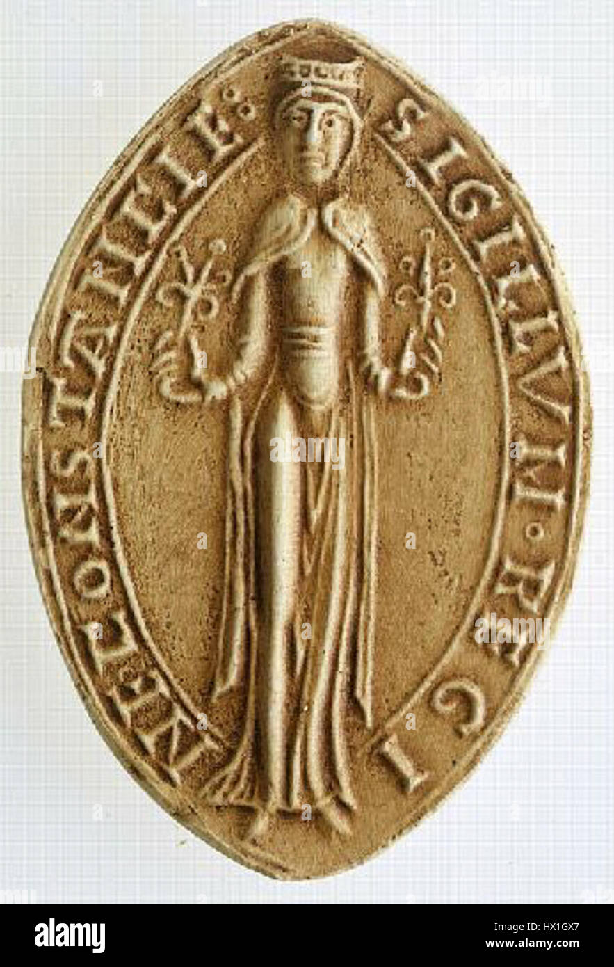 Constancie Kastilie war eine Adlige spanischer Herkunft, deren Leben und Vermächtnis mit der Geschichte des mittelalterlichen Spaniens verflochten sind. Bekannt für ihre Rolle am Hof und ihren Einfluss in der politischen Szene von Kastilien, wird ihre Figur oft in historischen Texten über den spanischen Adel erwähnt. Stockfoto