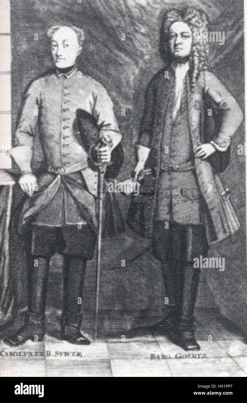 Goertz Karl 12b ist ein Porträt von Karl XII. Von Schweden, gemalt vom Künstler Goertz. Das Gemälde stellt den schwedischen König dar, der im frühen 18. Jahrhundert eine zentrale Rolle in der europäischen Militärgeschichte spielte. Stockfoto