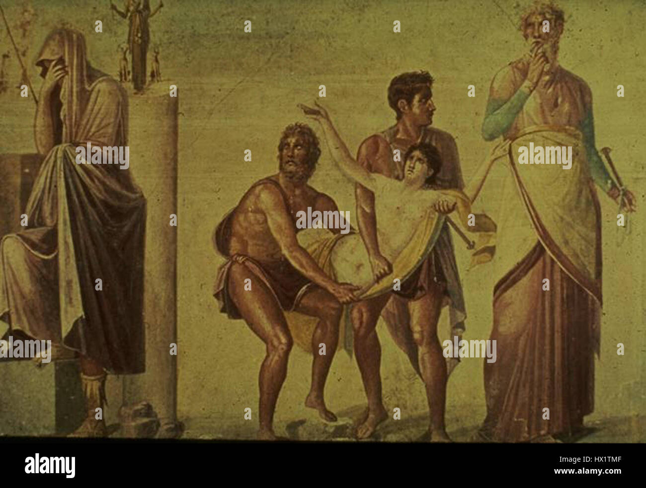 „Drama griego“ bezieht sich auf das altgriechische Drama, die Grundform des westlichen Theaters, das aus Tragödien und Komödien besteht, die im antiken Griechenland gespielt wurden. Zu den wichtigsten Dramatikern zählen Sophokles, Euripides und Aeschylus. Stockfoto