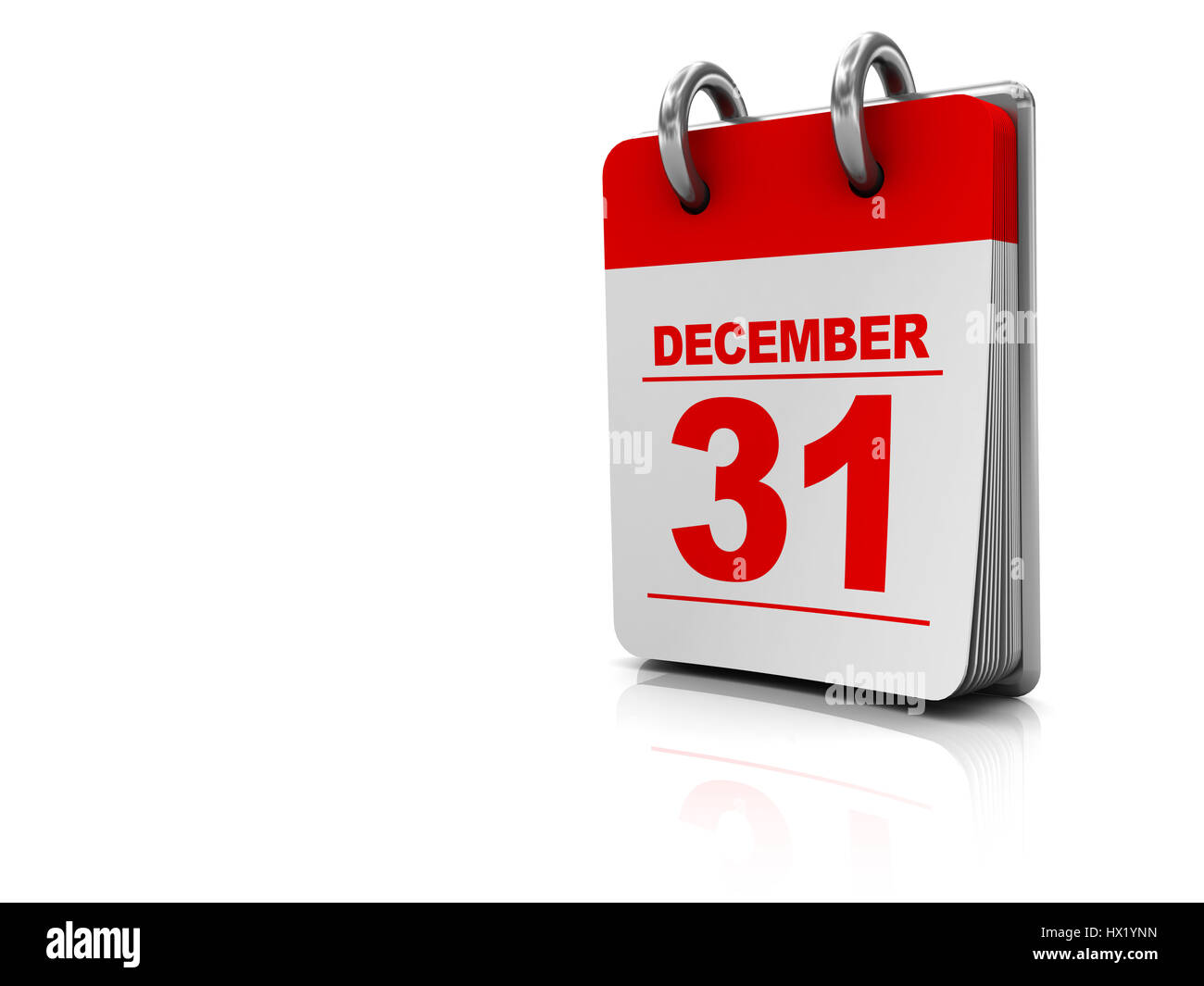 3D Abbildung des weißen Hintergrund mit dem Kalender auf der rechten Seite Stockfoto