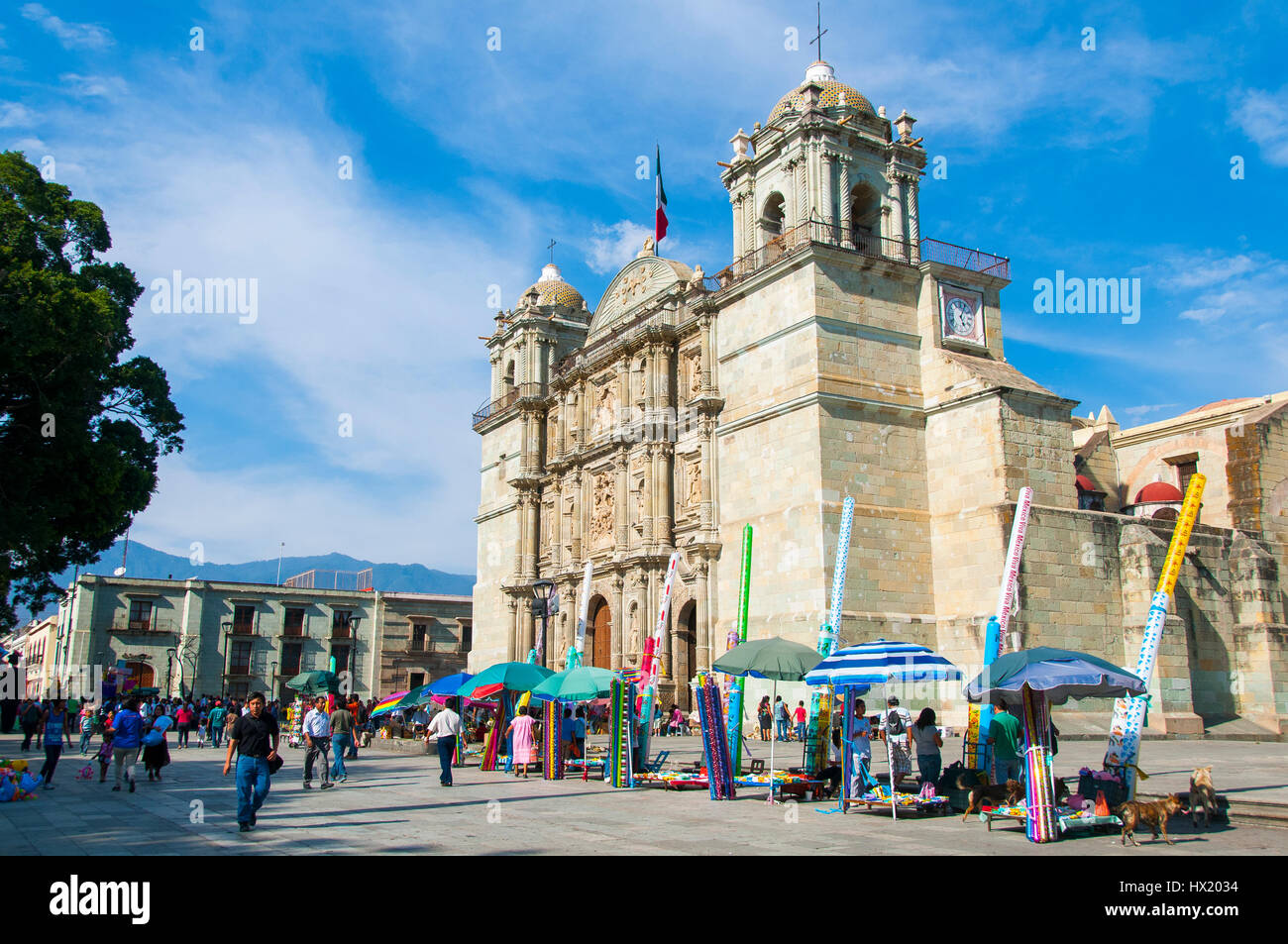 Am Hauptplatz Zocalo Vor der Kathedrale, historische Zentrum des Weltkulturerbe Oaxaca, Mexiko Stockfoto