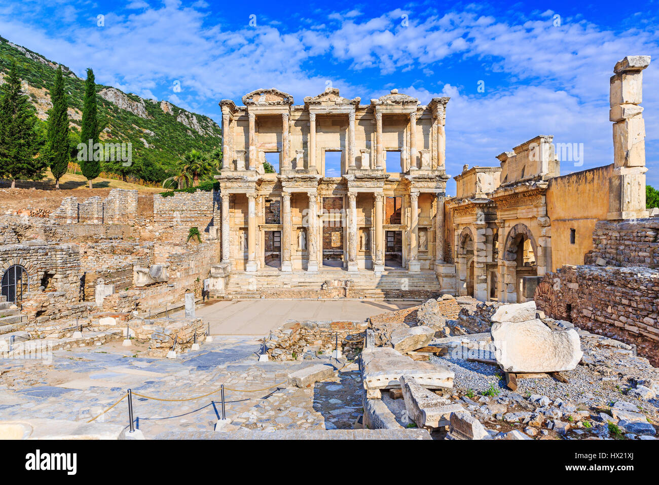 Izmir, Türkei. Bibliothek von Celsus in Ephesus antike Stadt. Stockfoto