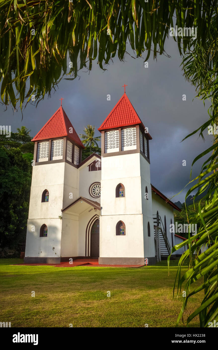 Haapiti Kirche in Moorea Insel Dschungel, Landschaft. Französisch-Polynesien Stockfoto