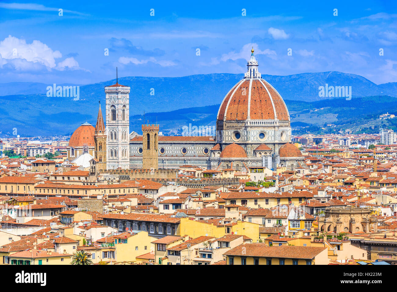 Florenz, Italien. Blick auf die Altstadt vom Piazzale Michelangelo. Stockfoto