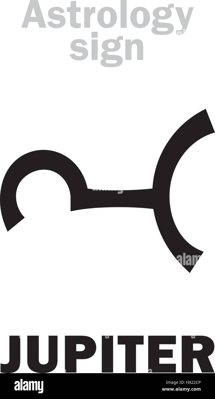 Astrologie-Alphabet: JUPITER, klassischen großen Planeten. Hieroglyphen Charakter Zeichen (mittelalterliche Symbol). Stock Vektor