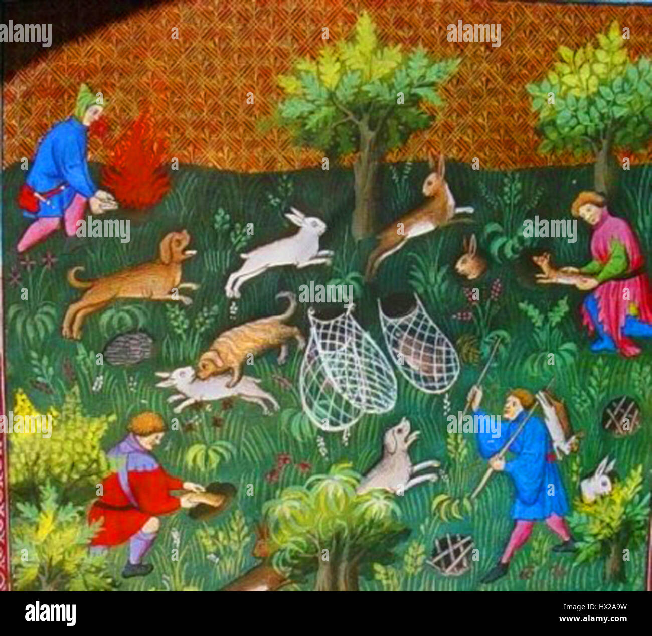 La Chasse au Furet, Gaston Phoebus, 1387 Stockfoto