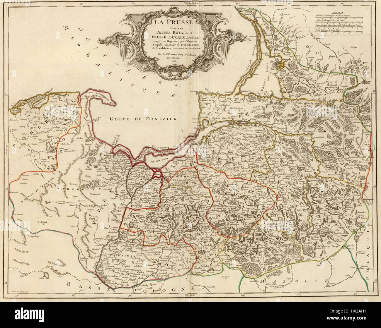 La Preußen 1751 Robert de Vaugondy Stockfoto