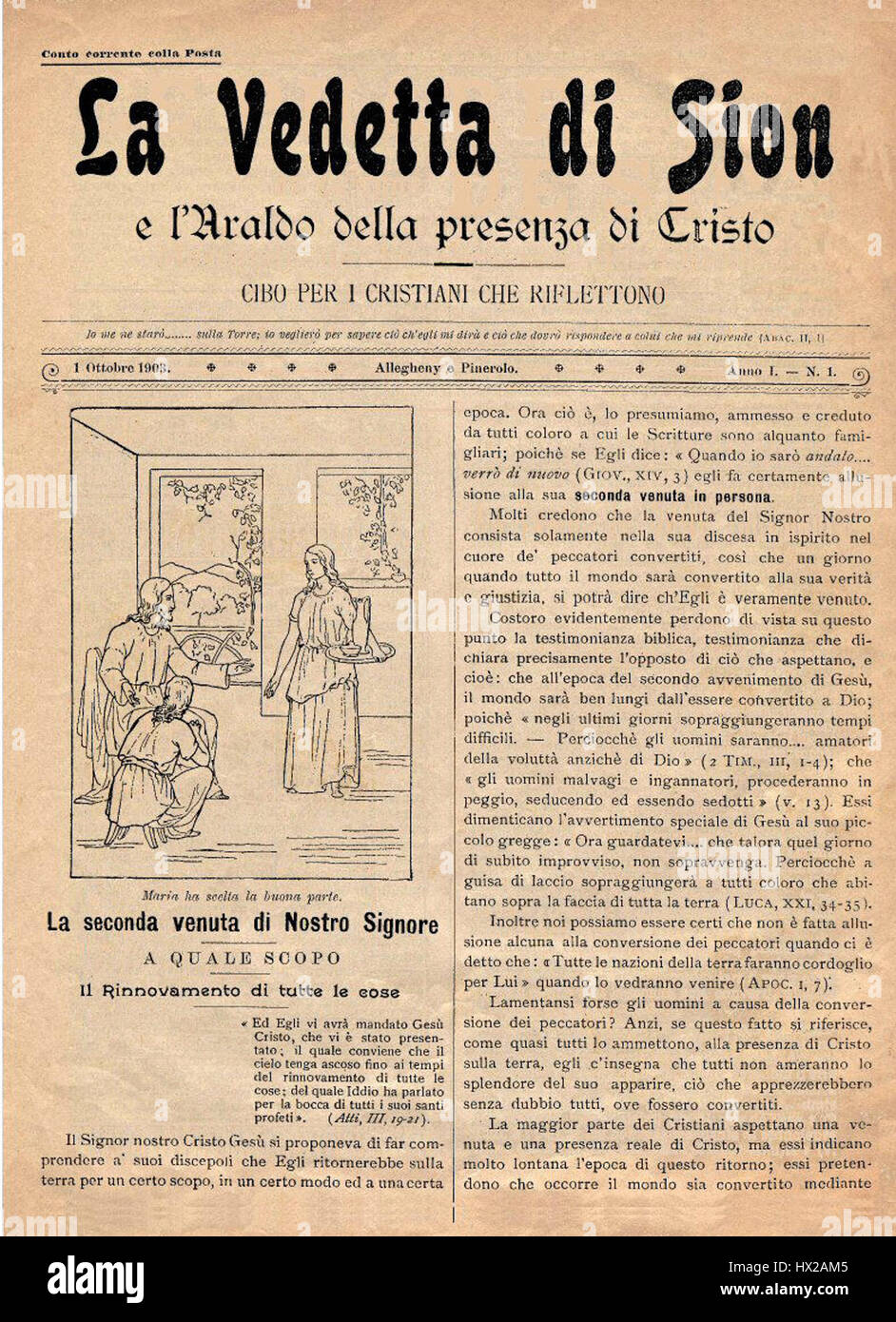 La Vedetta di Sion (1 Ottobre 1903) Stockfoto
