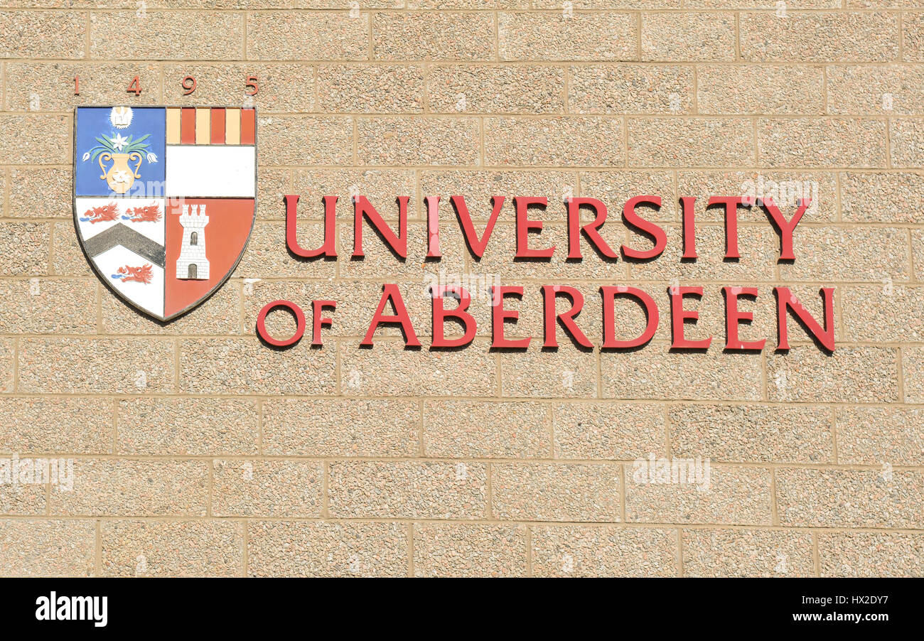 Universität von Aberdeen Zeichen Stockfoto