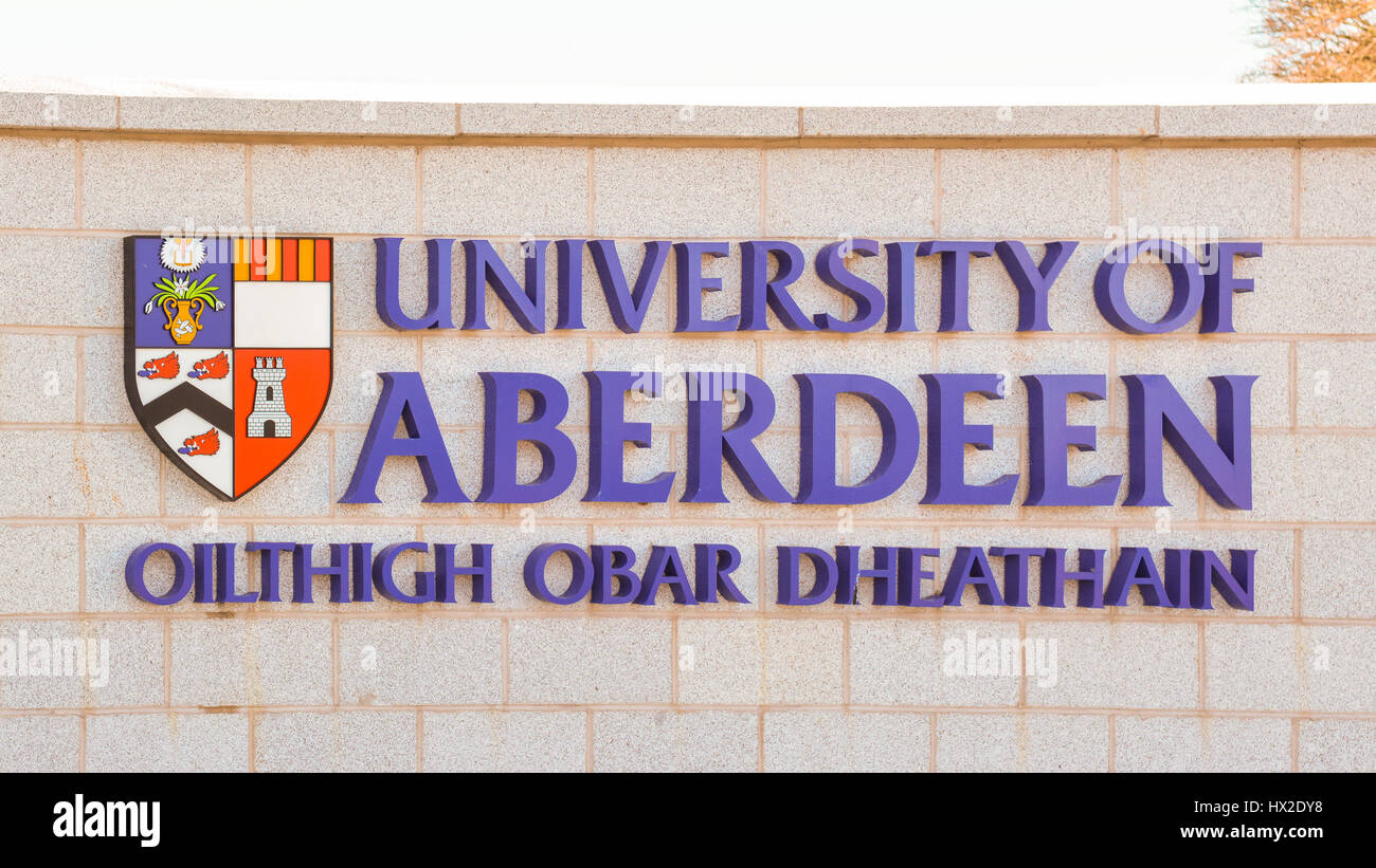 Universität von Aberdeen Zeichen Stockfoto