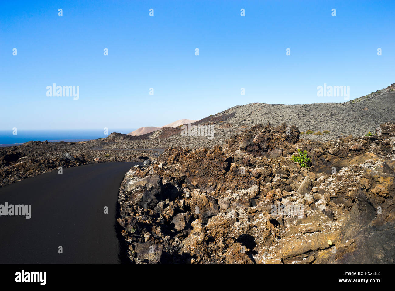 die archaische Landschaft des Timanfaya Nationalpark auf der Insel Lanzarote Stockfoto