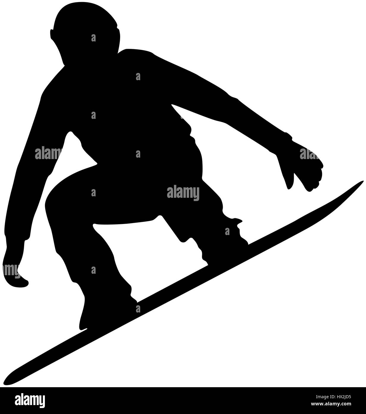 Snowboard Wettbewerb männlichen Athleten springen schwarze silhouette Stockfoto