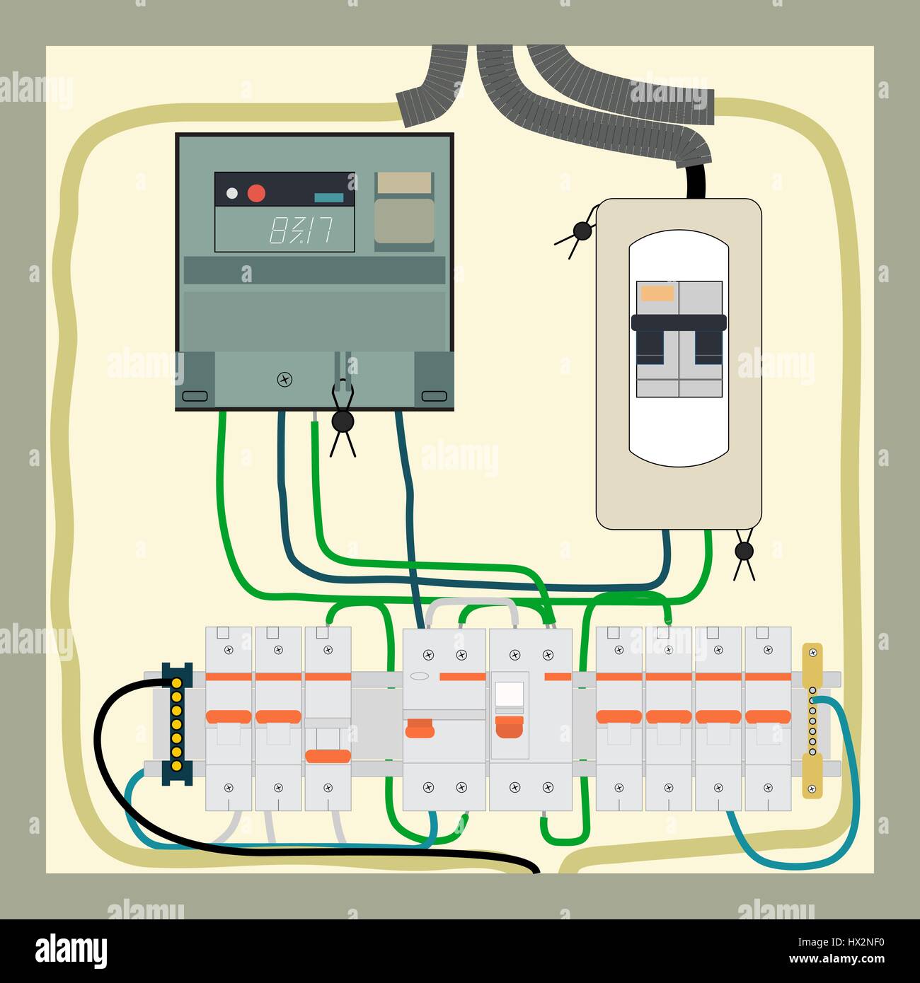 Bild der Schalttafel, Stromzähler und Leistungsschalter Stock-Vektorgrafik  - Alamy