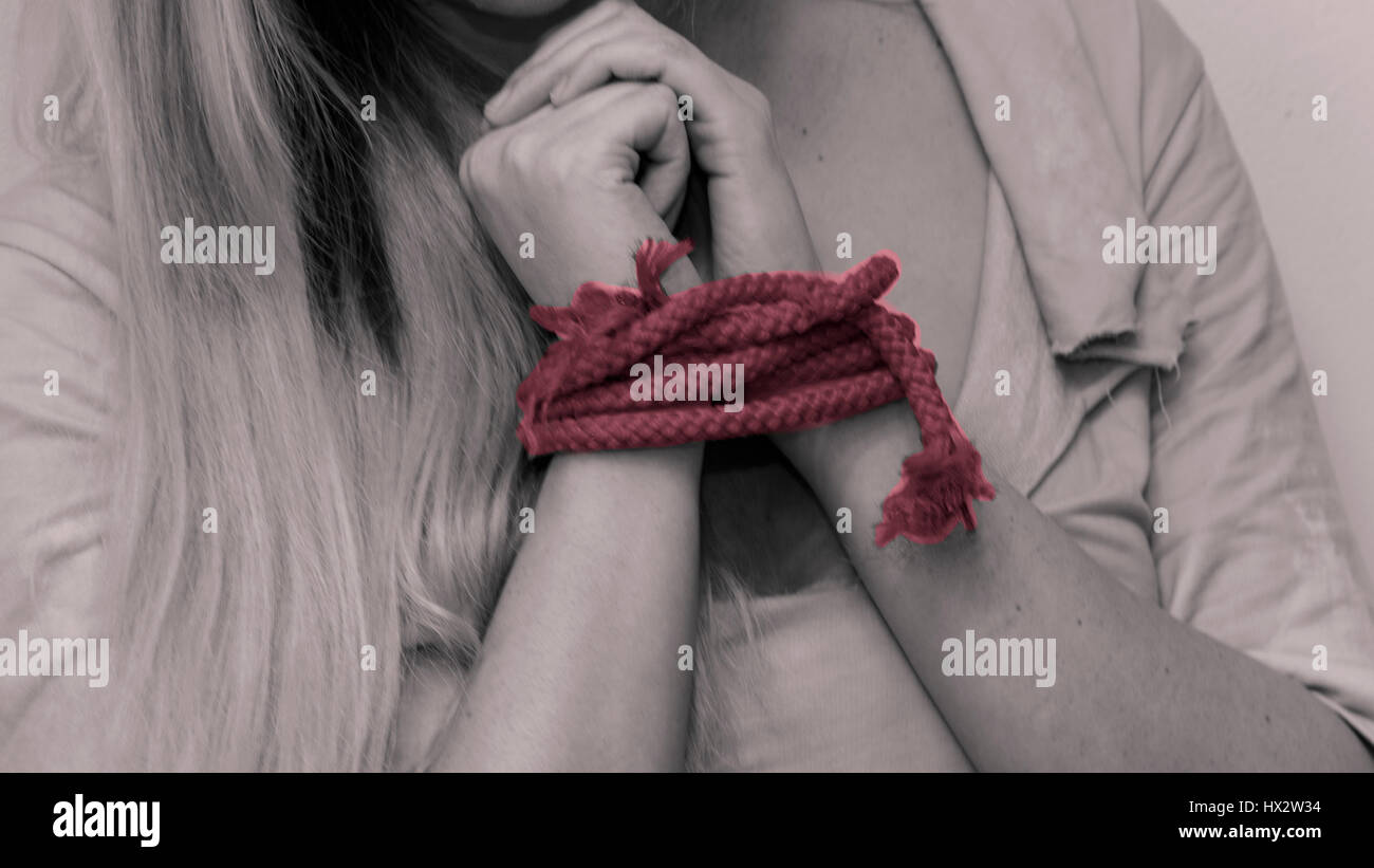 das rote Seil Beening in Liebe und Lust mit jemandem. Stockfoto