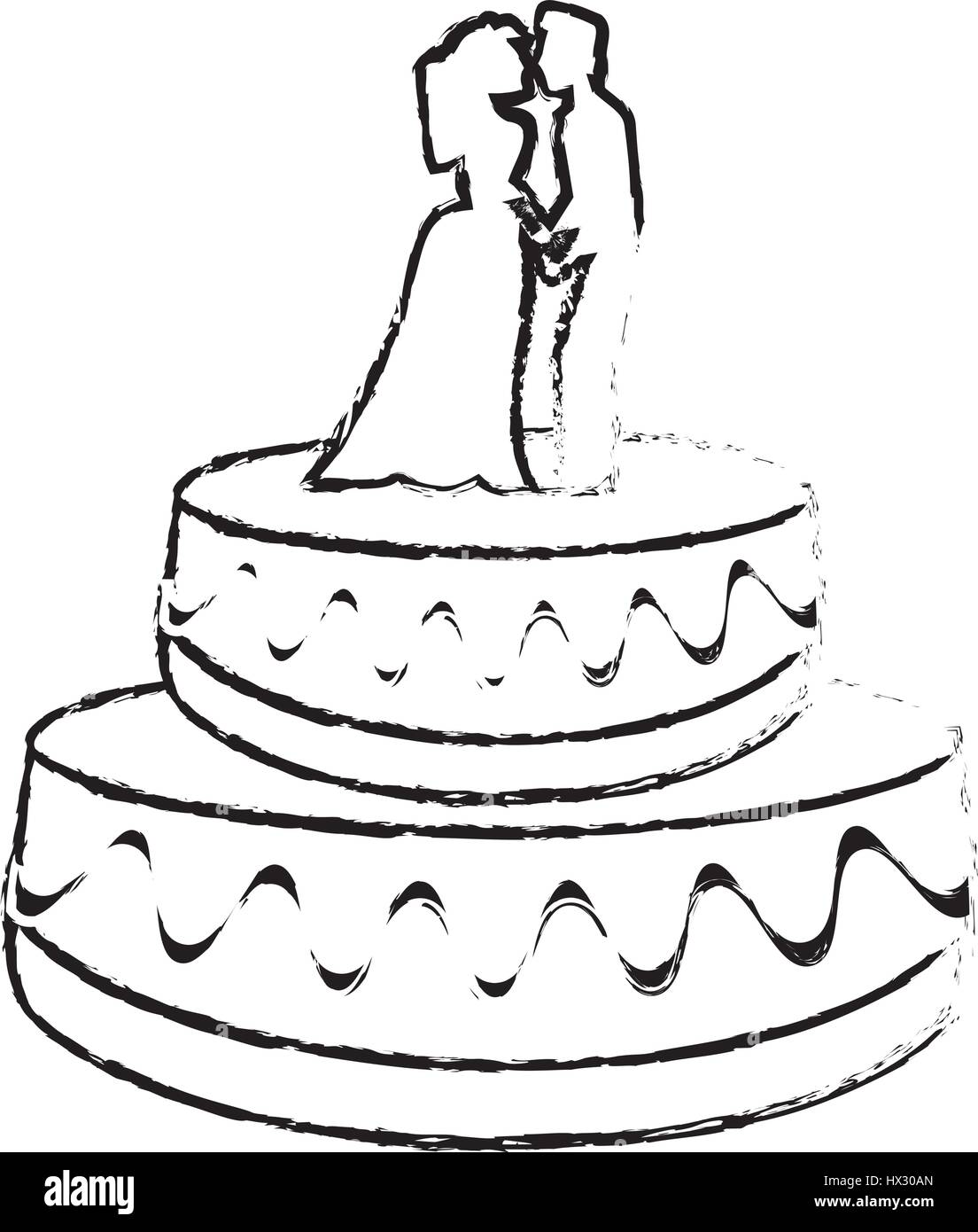 Hochzeitstorte Paar Dessert Skizze Stock Vektorgrafik Alamy