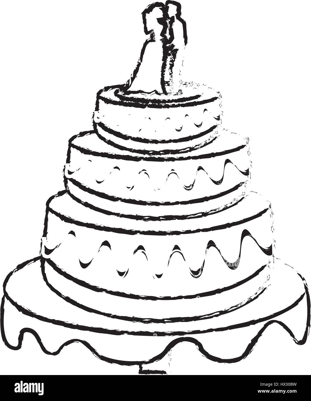 Hochzeitstorte Paar Dessert Skizze Stock Vektorgrafik Alamy