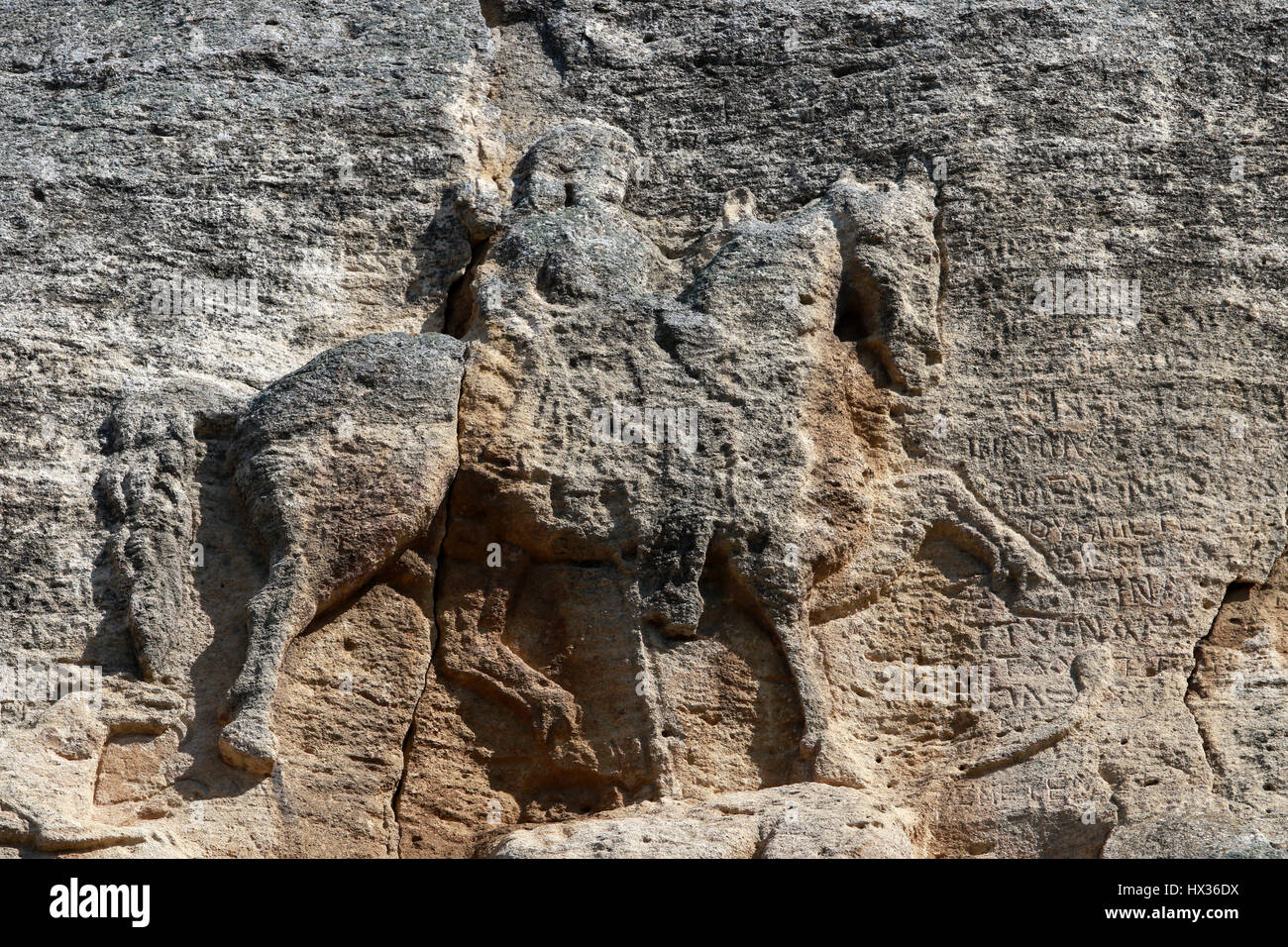 Der Reiter von Madara, der Reiter von Madara ist einer frühen mittelalterlichen großen Felsen Relief. Dies ist die globale Simbol Bulgariens. Der Reiter von Madara Stockfoto