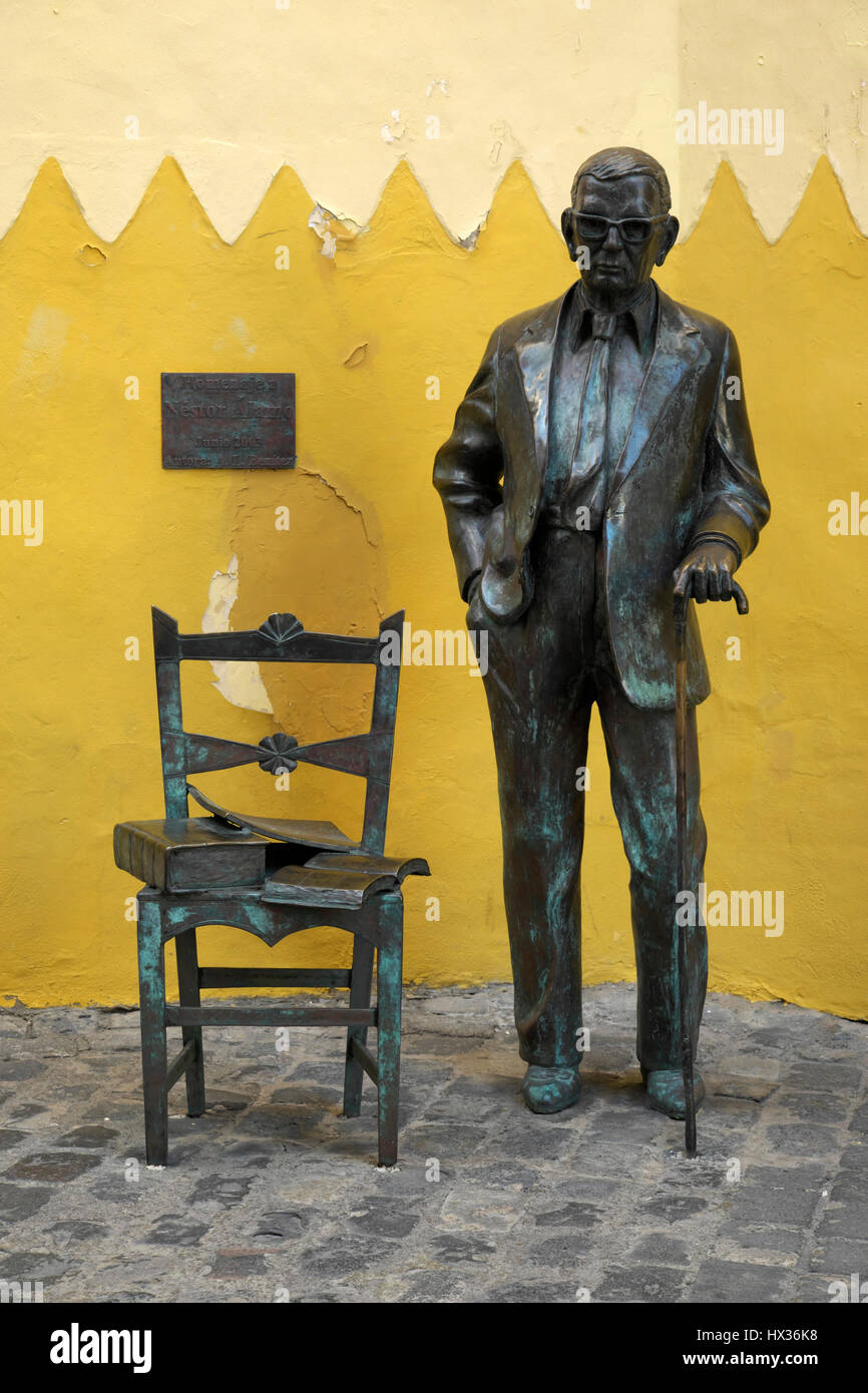 Skulptur der Schriftsteller Nestor Alamo, Las Palmas, Gran Canaria, Kanarische Inseln, Spanien Stockfoto