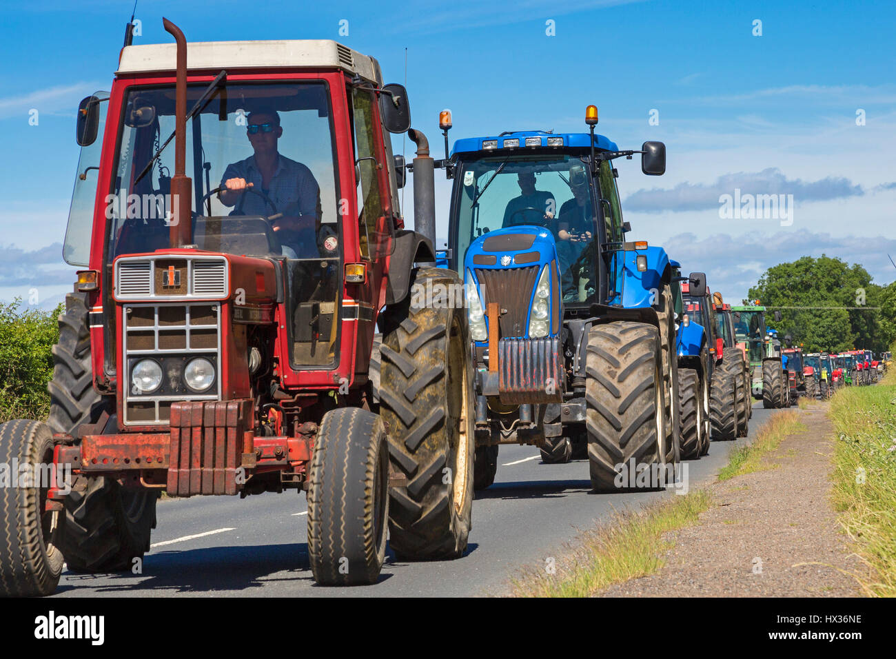 Traktor-Rallye, Stokesley, North Yorkshire, England, UK Stockfoto