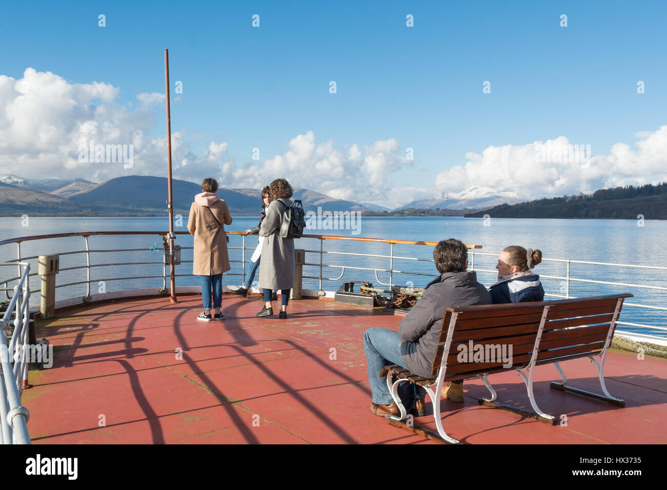 Loch Lomond, Magd des Sees - Blick auf Ben Lomond und Loch Lomond aus auf deck Stockfoto