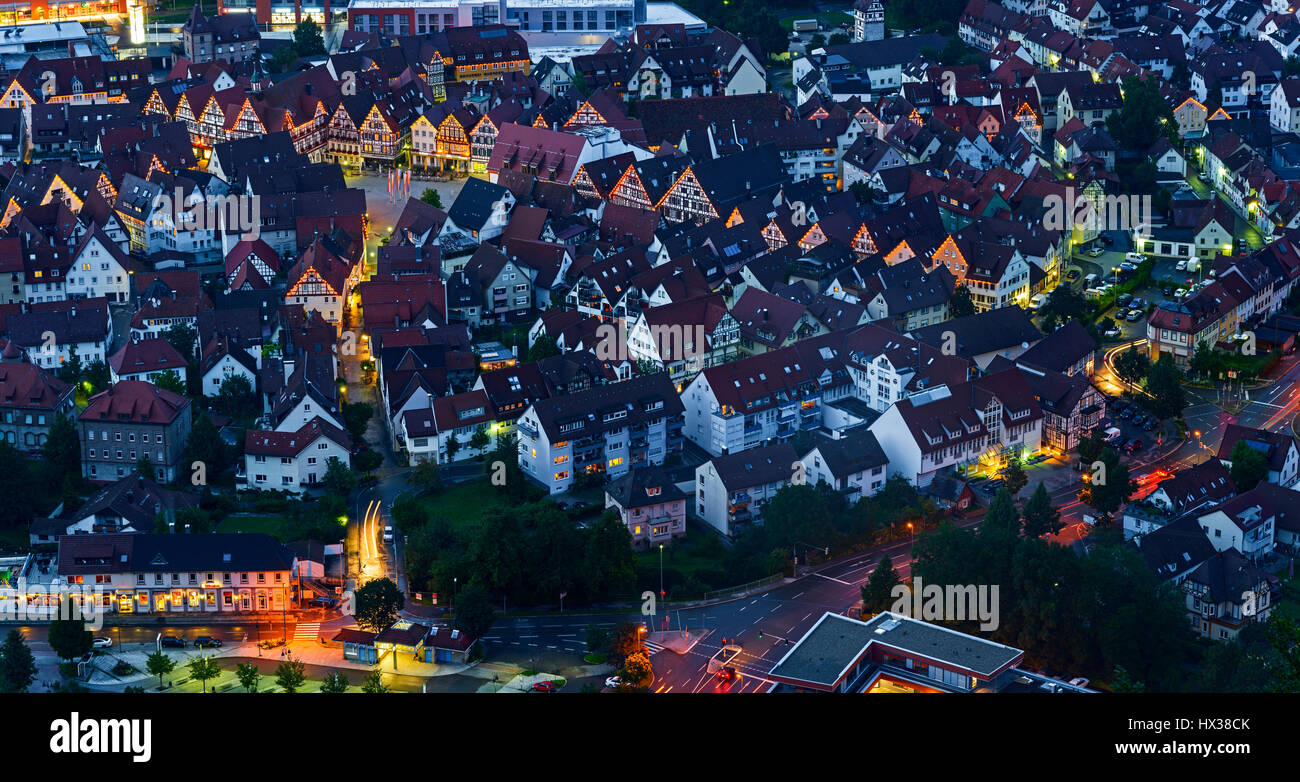 Bad Urach Schwäbische Alb.-Blick auf die Stadt. Baden-Württemberg, Deutschland Stockfoto