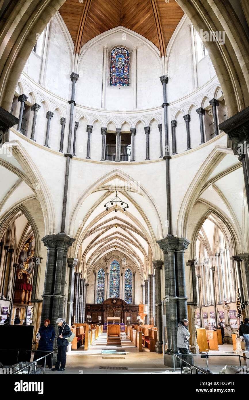 Temple Church, London, im zwölften Jahrhundert von Tempelrittern gegründet. Stockfoto