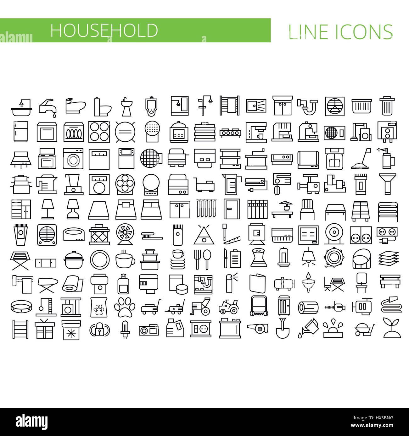 Haushaltsgeräte-Linie Icons Set. Vektor-illustration Stock Vektor