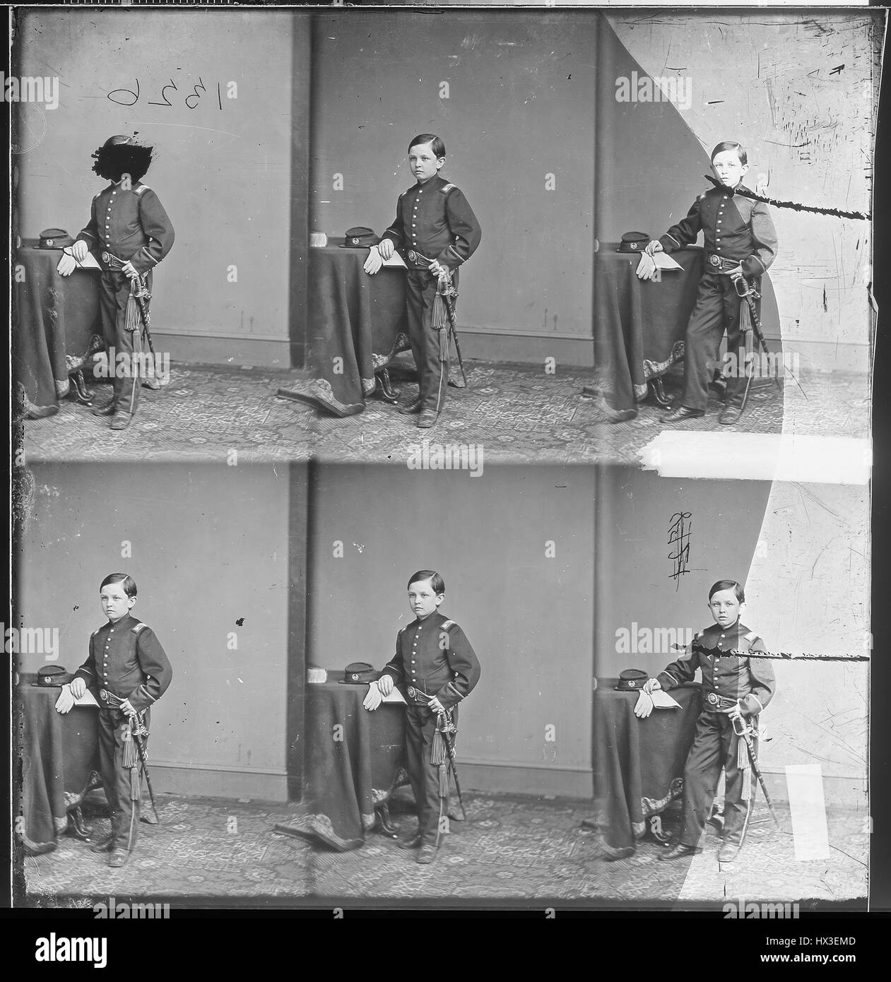 Voller Länge ständigen Porträt von Tad Lincoln, jüngstes Kind von Abraham Lincoln und Mary Todd Lincoln, als Kind, 1863. Bild mit freundlicher Genehmigung National Archives. Stockfoto