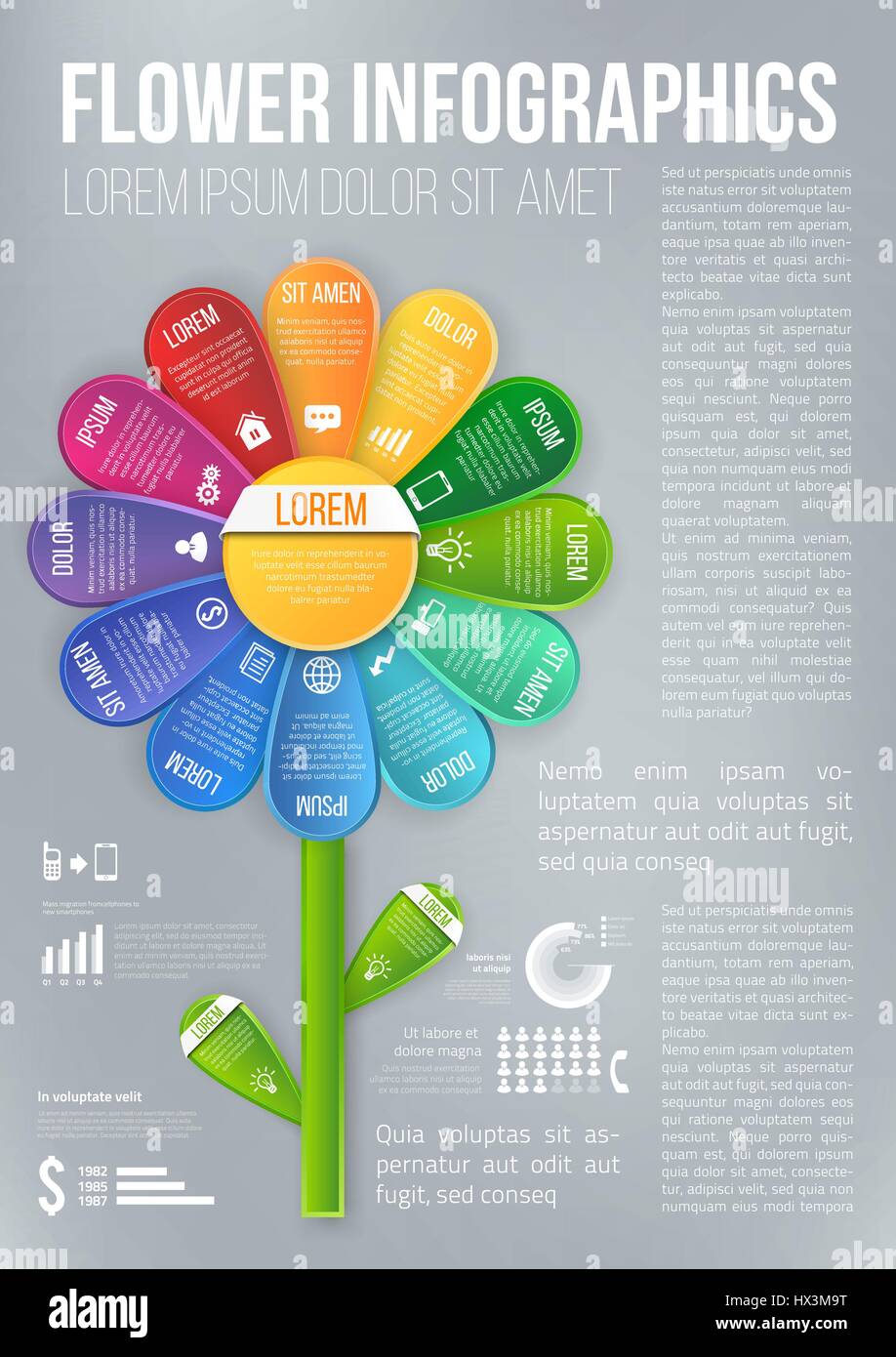 Flower Style Infografik Charts Menü Optionen Alamy