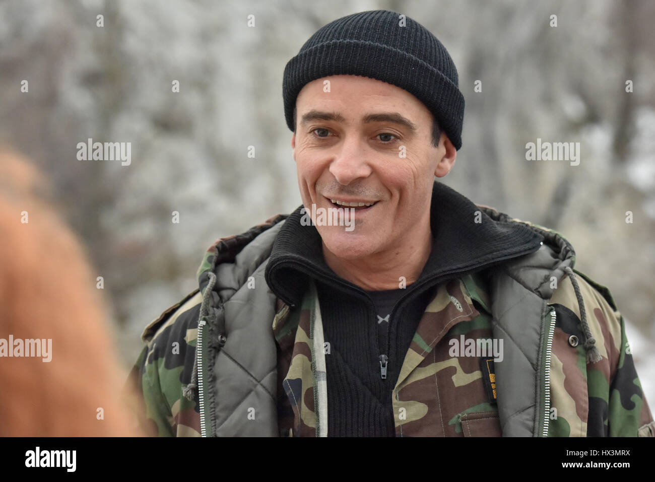 Schauspieler Goran Visnjic am Filmset von 'Allgemein' in Gracac, Kroatien, unter der Regie von Antun Vrdoljak. Der Film ist über das Leben von General Ante Gotovina.  Mitwirkende: Goran Visnjic wo: Gracac, Kroatien bei: 21. Februar 2017 Credit: WENN.com ** nur verfügbar für die Veröffentlichung in UK, USA, Deutschland, Österreich, Schweiz ** Stockfoto