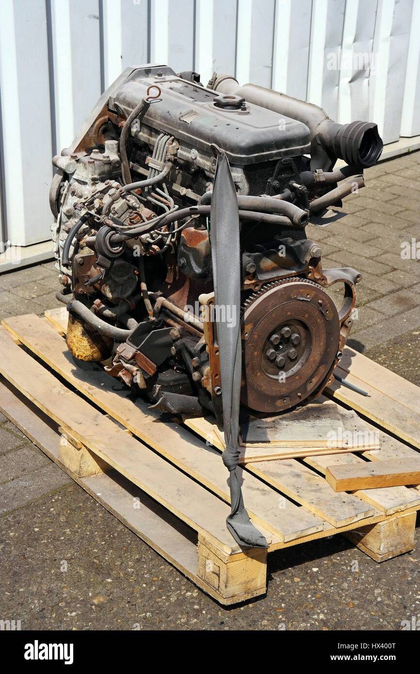 Zerlegt Motorblock austauschen Stockfoto