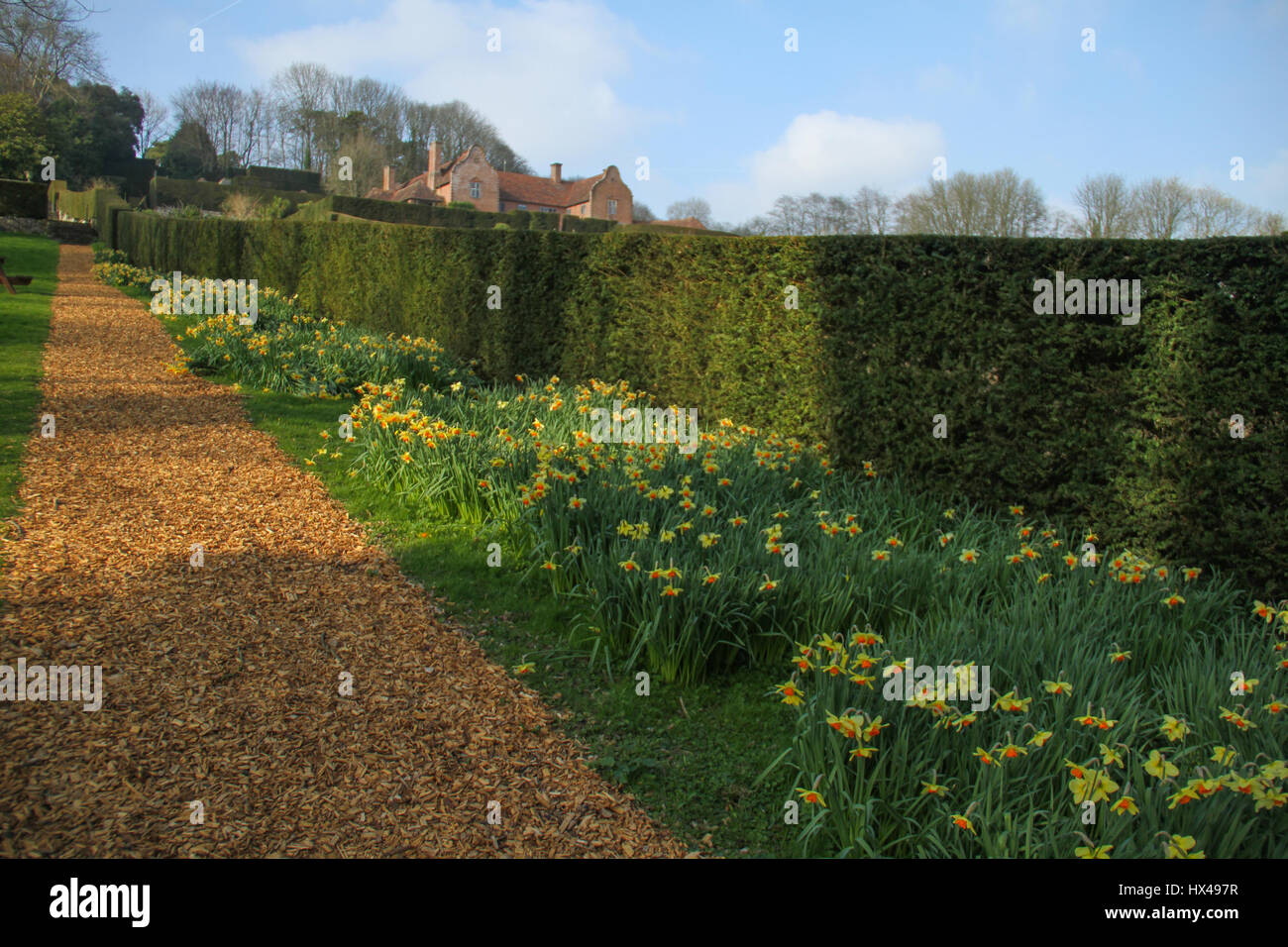 London, UK. 24. März 2017: Allgemeine Blick auf den Hafen Lymnpe Herrenhaus und Landschaftsgärten, entworfen von Architekt Sir Herbert Baker für Sir Philip Sassoon.  Port Lympne Reserve in der Nähe der Stadt Hythe, Kent, England liegt inmitten von 600 Hektar und beinhaltet die historischen Herrenhaus und Landschaftsgärten. © David Mbiyu/Alamy Live-Nachrichten Stockfoto