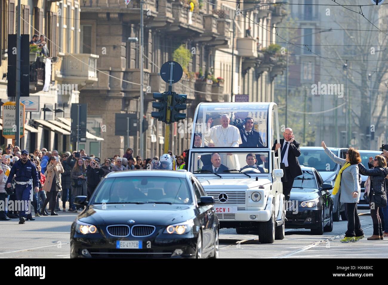 Papst Fancesco Bergoglio in Mailand, Italien, am 25. März 2017 Stockfoto