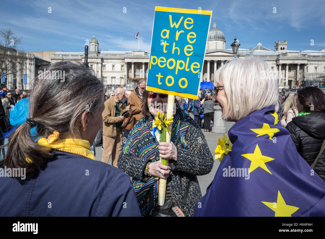 London, UK. 25. März 2017. "Unite For Europe" Anti-Austritt Protest sah mehrere tausend bleiben Demonstranten marschieren durch central London in der Westminster Parlament Square © Guy Corbishley/Alamy Live News Rallye Stockfoto