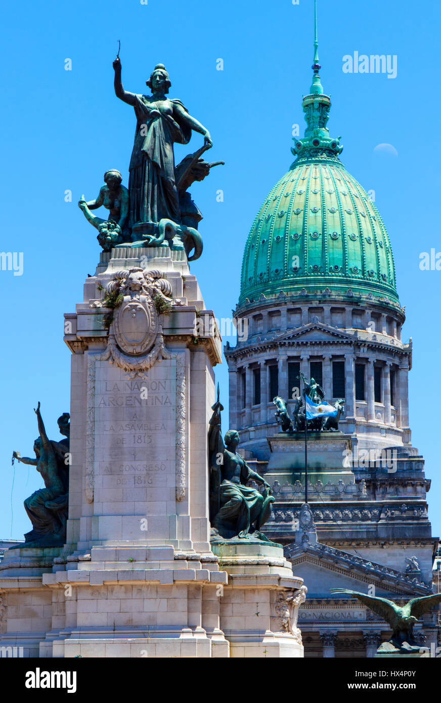 Detail der Bronze vergoldete Kuppel des argentinischen Nationalkongresses. Buenos Aires, Argentinien. Stockfoto
