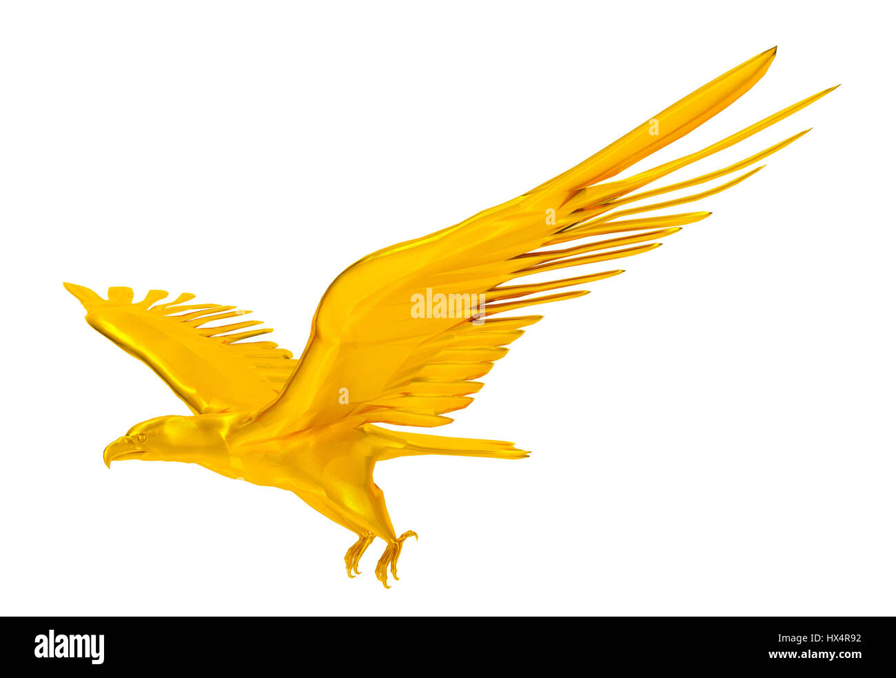 3D-Render Golden Eagle flying auf weißem Hintergrund Stockfoto