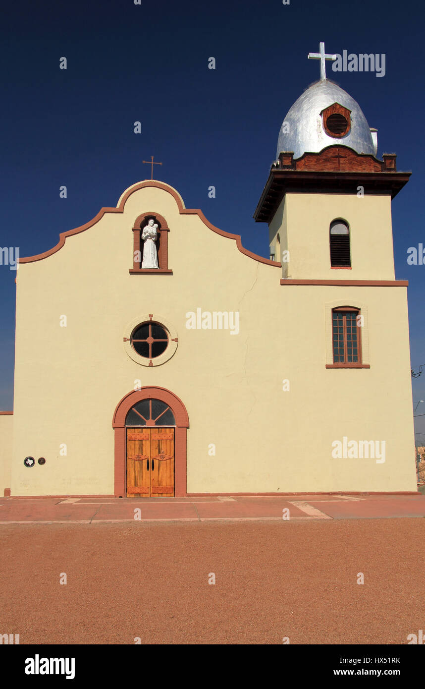 Historische Ysleta Mission auf dem El Paso Mission Trail im Bundesstaat Texas Stockfoto