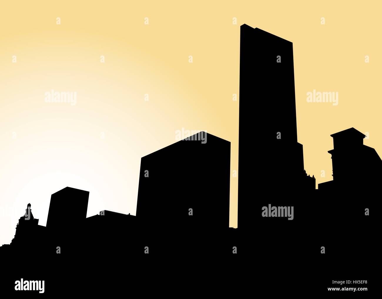 Skyline Silhouette eines Teils der Innenstadt von Chicago. Stock Vektor