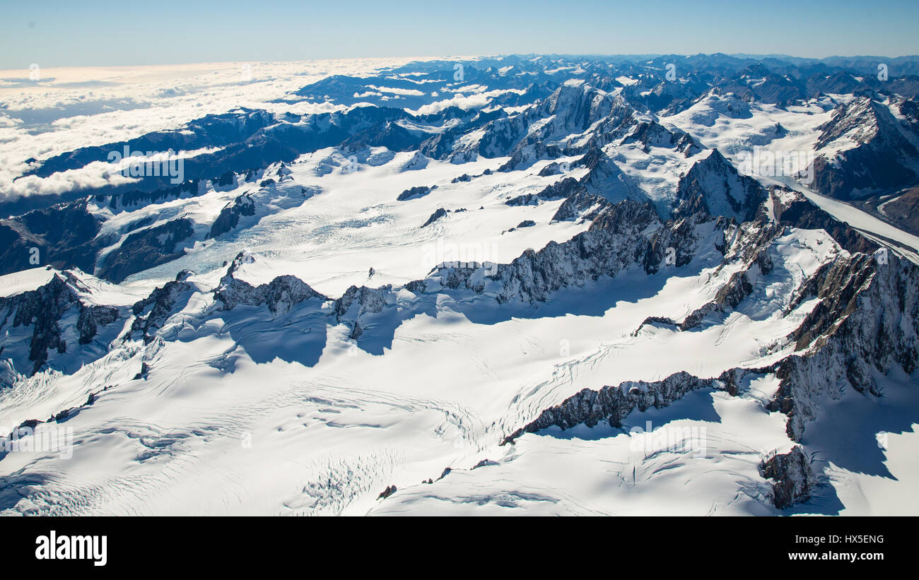 Luftaufnahme, Südalpen, Neuseeland Stockfoto