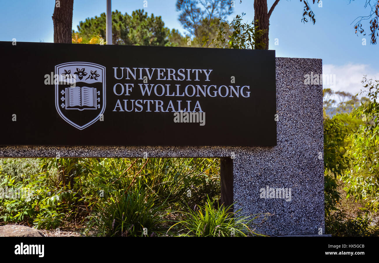 Wollongong, Australien - 22. Januar 2017: University of Wollongong - eine öffentliche Forschungsuniversität befindet sich in der Küstenstadt Stadt Wollongong, NSW. Stockfoto