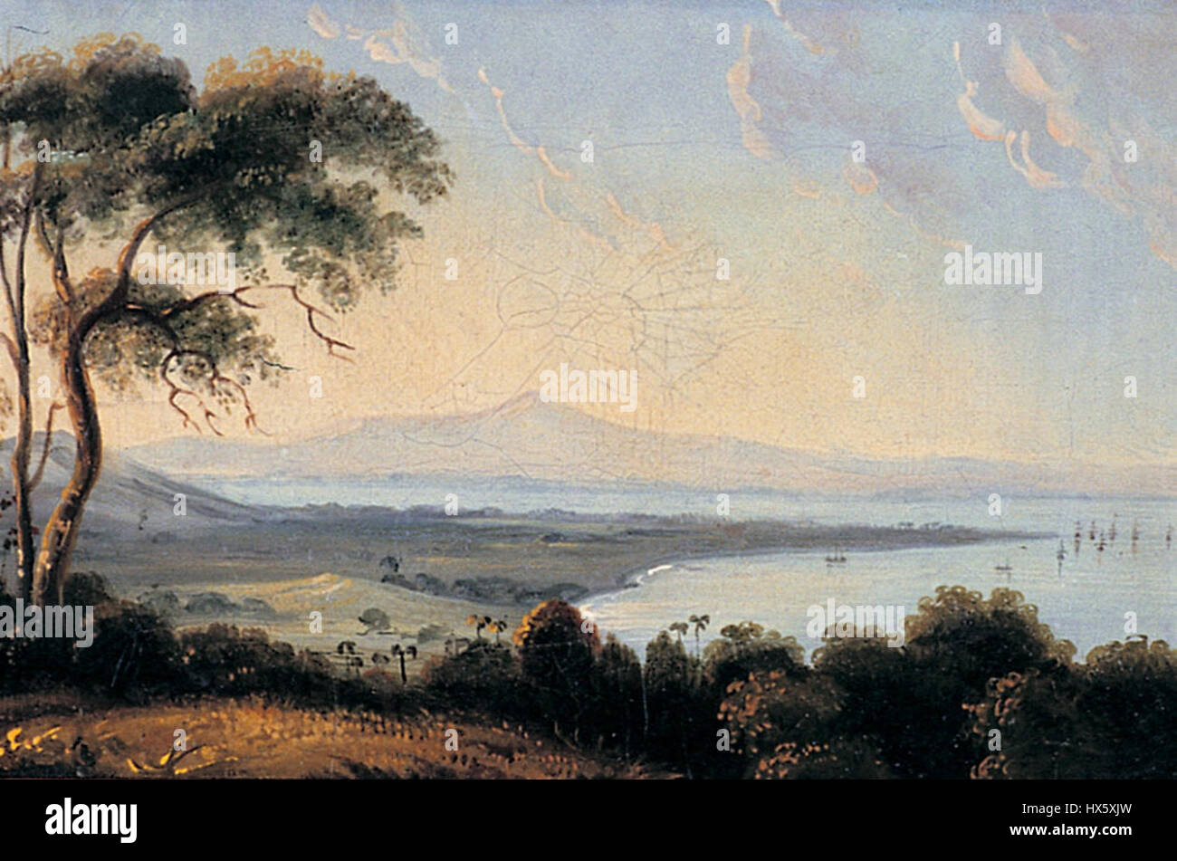 Prince Of Wales's Island, ein historisches Gemälde von Captain Robert Smith, einem britischen Ingenieur und leitenden Offizier, entstanden im Jahr 1818, das die Insel während der britischen Kolonisationszeit in der Region zeigt. Stockfoto