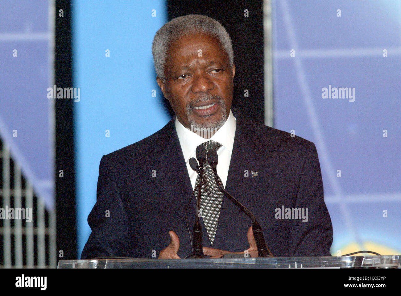 KOFI ANNAN UNITED NATIONS SECRETARY-General 2. Dezember 2003 Jahrhundert PLAZA HOTEL LA USA Stockfoto