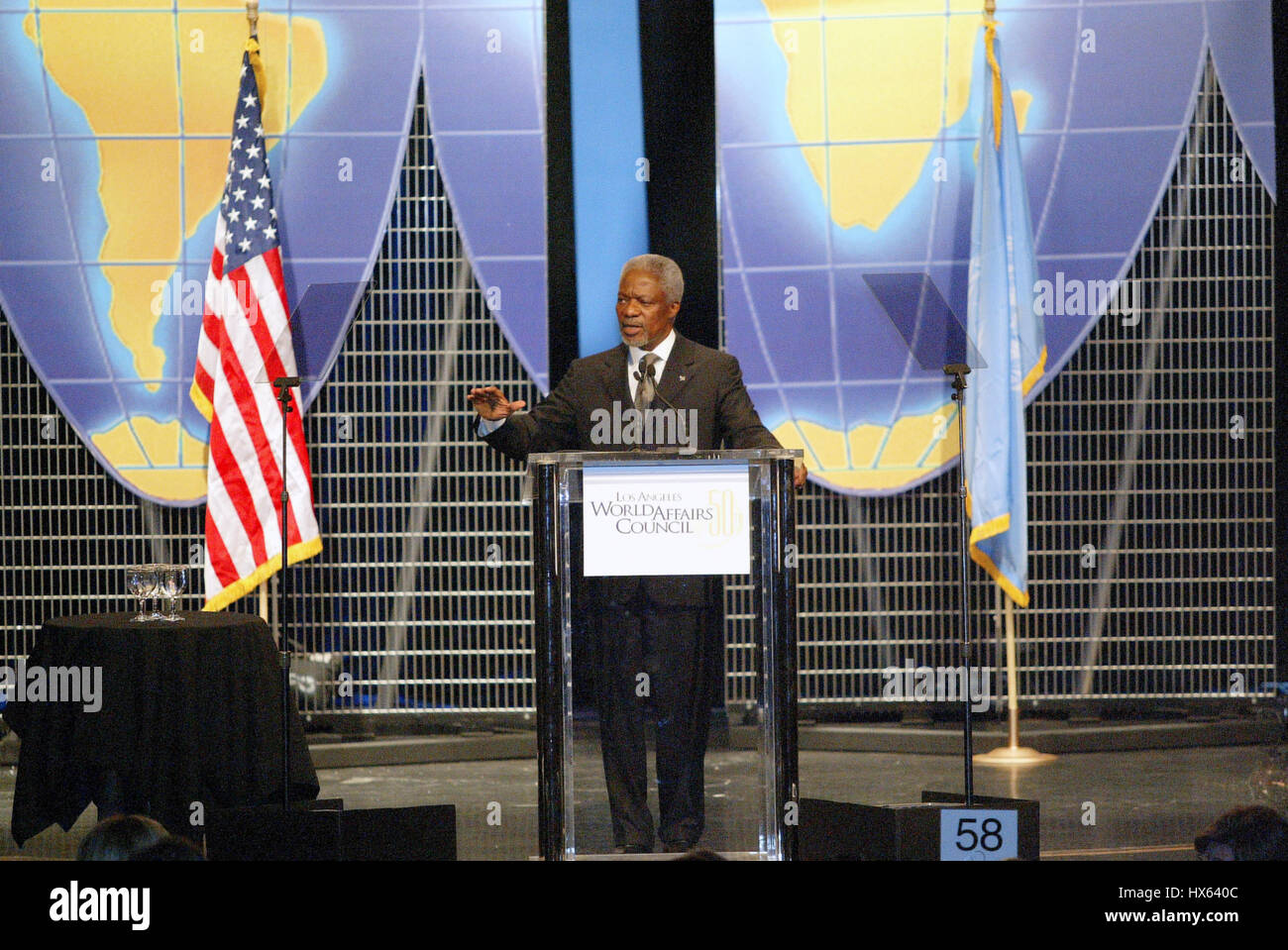 KOFI ANNAN UNITED NATIONS SECRETARY-General 2. Dezember 2003 Jahrhundert PLAZA HOTEL LA USA Stockfoto