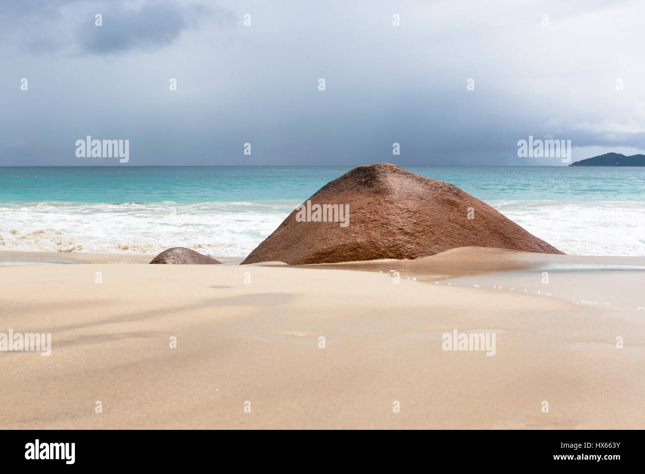 Tropischen Strandblick, Anse Lazio, Seychellen Stockfoto