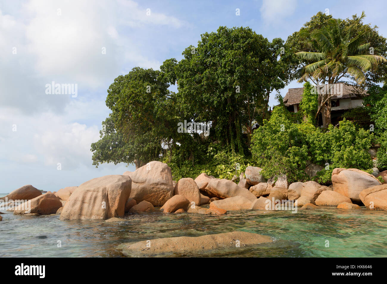 Tropische Insel im Indischen Ozean, Seychellen Stockfoto