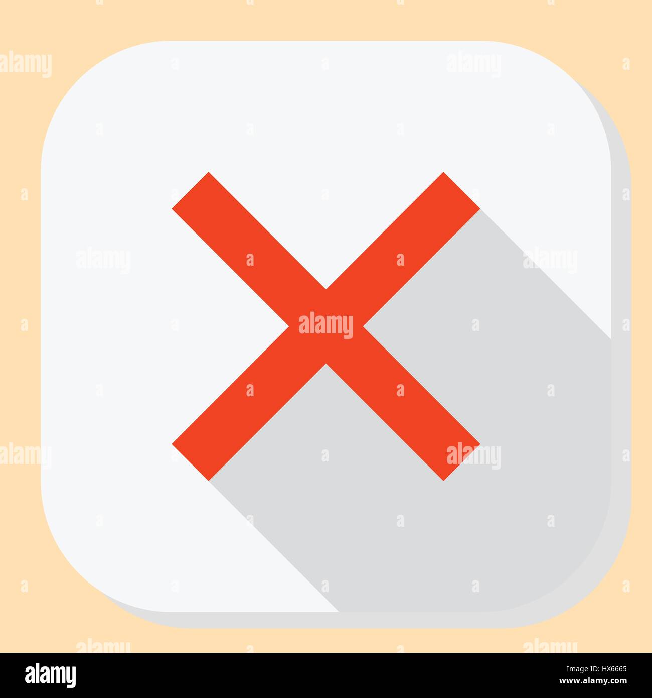 Löschen Sie engen Ausgang. Symbol mit Kreuz für Web-Anwendung-Menü. Flaches Design Button mit langen Schatten. Stock Vektor