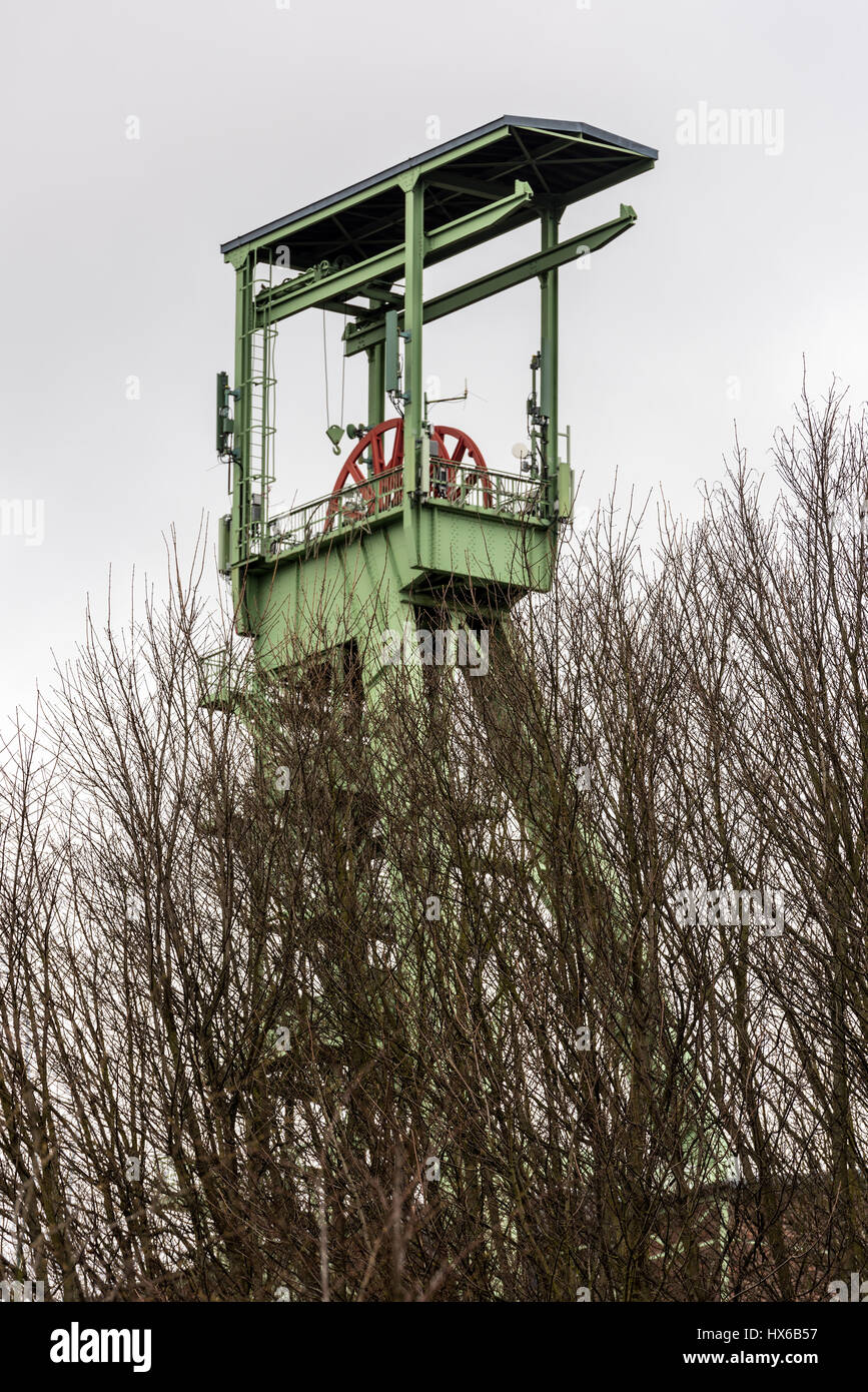 Das Fördergerüst der Grube Georg in Willroth, Deutschland Stockfoto