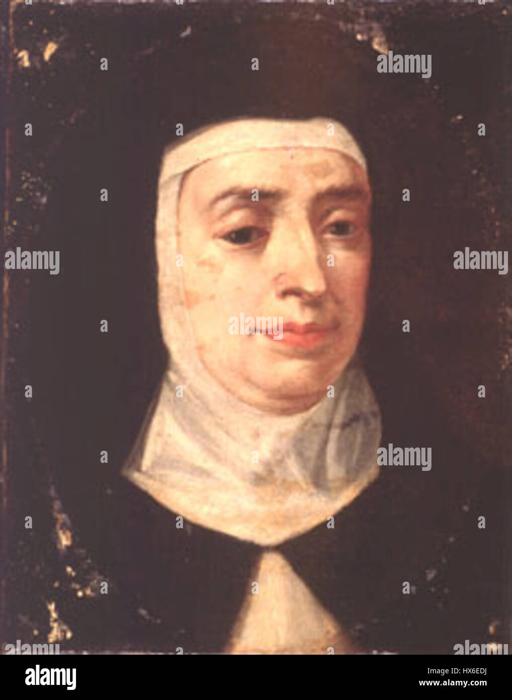 „STA Teresa“ ist eine Darstellung der Heiligen Teresa von Ávila, einem prominenten spanischen Mystiker und Karmelitenreformer aus dem 16. Jahrhundert. Das Kunstwerk stellt ihre spirituelle Hingabe dar und fängt ihre tiefe religiöse Erfahrung und Verbindung mit der göttlichen Vision ein. Stockfoto