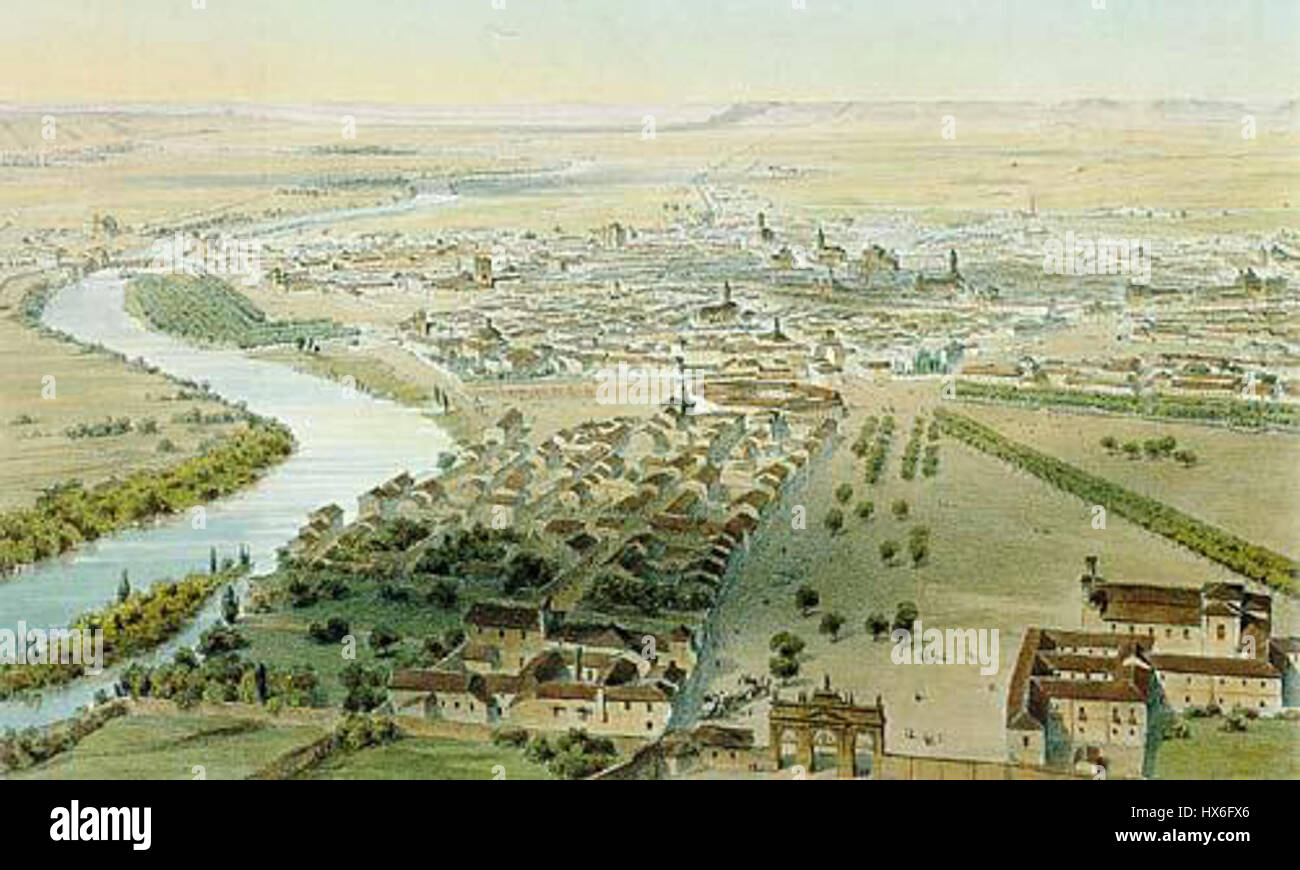 „VA siglo XIX“ bezieht sich auf die spanische Kunst des 19. Jahrhunderts und spiegelt die dramatischen sozialen und politischen Veränderungen in dieser Zeit wider. Das Kunstwerk fängt wichtige Momente der spanischen Geschichte ein, von der Romantik bis zur Moderne. Stockfoto